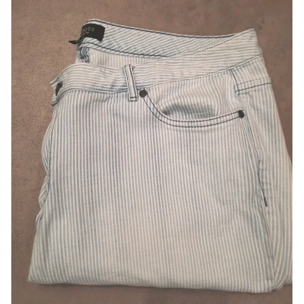Talbots Womens Jeans Size 18 WP Blue White Stripe Pre-owned - Picture 1 of 7